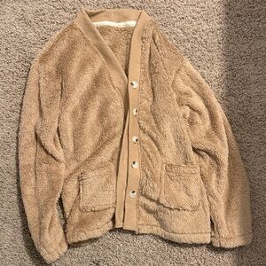 Cozy Tan Button-Up Cardigan